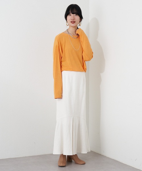 SHENERY（シーナリー）の「ルーズBIGロンTee（Tシャツ/カットソー・レディース・オレンジ/ホワイト・FREE）」の14枚目の写真