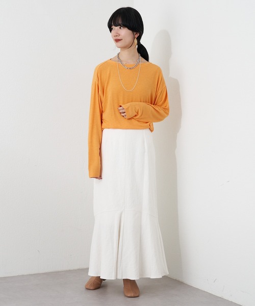 SHENERY（シーナリー）の「ルーズBIGロンTee（Tシャツ/カットソー・レディース・オレンジ/ホワイト・FREE）」の15枚目の写真