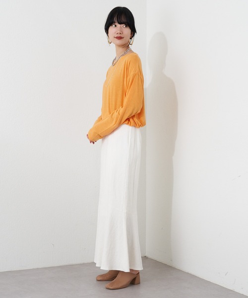 SHENERY（シーナリー）の「ルーズBIGロンTee（Tシャツ/カットソー・レディース・オレンジ/ホワイト・FREE）」の16枚目の写真