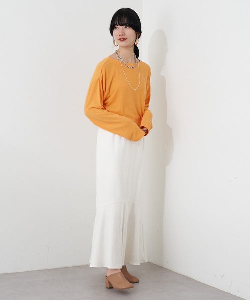 SHENERY（シーナリー）の「ルーズBIGロンTee（Tシャツ/カットソー・レディース・オレンジ/ホワイト・FREE）」の10枚目の写真