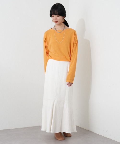 SHENERY（シーナリー）の「ルーズBIGロンTee（Tシャツ/カットソー・レディース・オレンジ/ホワイト・FREE）」の12枚目の写真