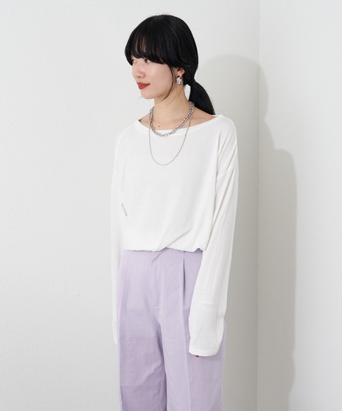 SHENERY（シーナリー）の「ルーズBIGロンTee（Tシャツ/カットソー・レディース・オレンジ/ホワイト・FREE）」の21枚目の写真