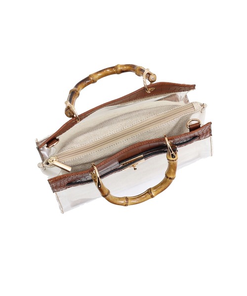 MIAN （ミアン）の「バンブーハンドル2wayクリアハンドバッグ（ハンドバッグ・レディース・ブラック/グレイッシュベージュ/カーキ/ブラウン・FREE）」の18枚目の写真