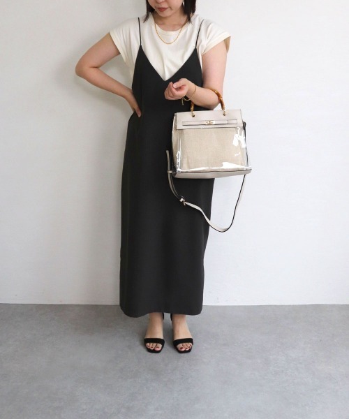 MIAN （ミアン）の「バンブーハンドル2wayクリアハンドバッグ（ハンドバッグ・レディース・ブラック/グレイッシュベージュ/カーキ/ブラウン・FREE）」の8枚目の写真