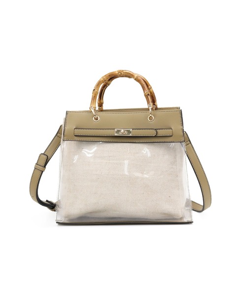 MIAN （ミアン）の「バンブーハンドル2wayクリアハンドバッグ（ハンドバッグ・レディース・ブラック/グレイッシュベージュ/カーキ/ブラウン・FREE）」の22枚目の写真