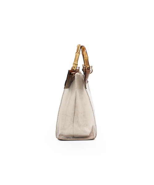 MIAN （ミアン）の「バンブーハンドル2wayクリアハンドバッグ（ハンドバッグ・レディース・ブラック/グレイッシュベージュ/カーキ/ブラウン・FREE）」の16枚目の写真