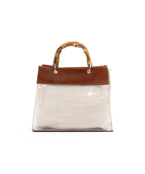 MIAN （ミアン）の「バンブーハンドル2wayクリアハンドバッグ（ハンドバッグ・レディース・ブラック/グレイッシュベージュ/カーキ/ブラウン・FREE）」の15枚目の写真
