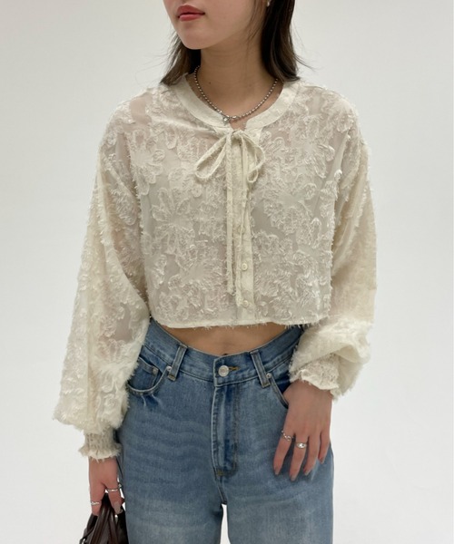 EPIMI E'PIMMY（エピミエピミー）の「ジャガードマルチブラウス（シャツ/ブラウス・レディース・アイボリー/ブラック・MEDIUM）」の3枚目の写真