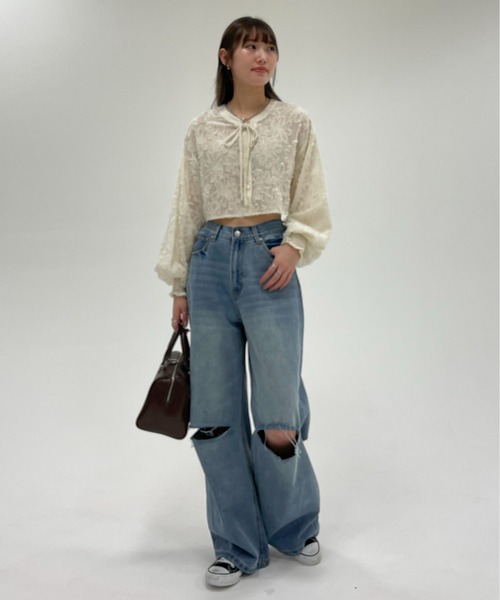 EPIMI E'PIMMY（エピミエピミー）の「ジャガードマルチブラウス（シャツ/ブラウス・レディース・アイボリー/ブラック・MEDIUM）」の7枚目の写真