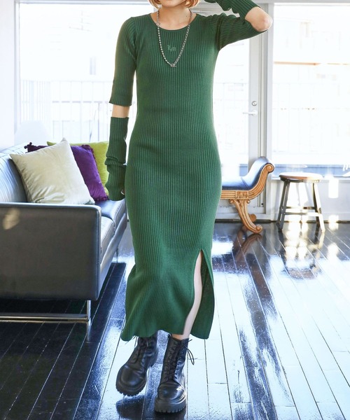 PBLIM（ページボーイリム）の「PAGEBOYLIM/アームウォーマーセットワンピース（ワンピース・レディース・ブラック/グリーン・FREE）」の5枚目の写真