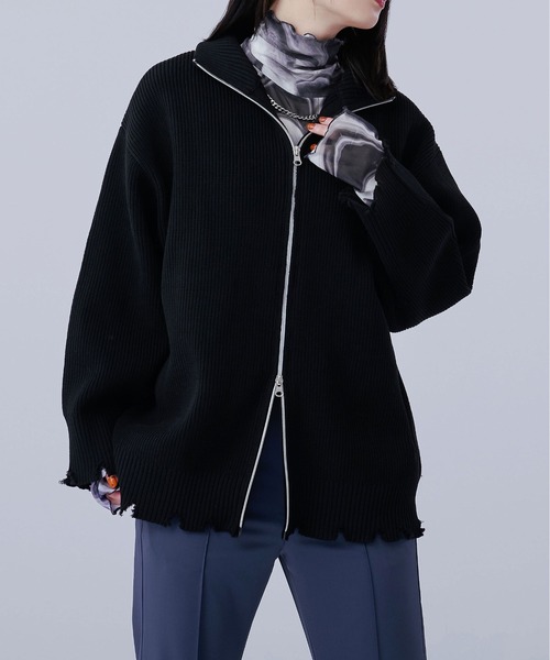 Ellno Loset(エルノロゼット)の「スポンディッシュダブルジップダメージカーディガン(カーディガン/ボレロ・メンズ・ブラック/アイボリー/ブルー/グリーン・MEDIUM/LARGE)」の9枚目の写真