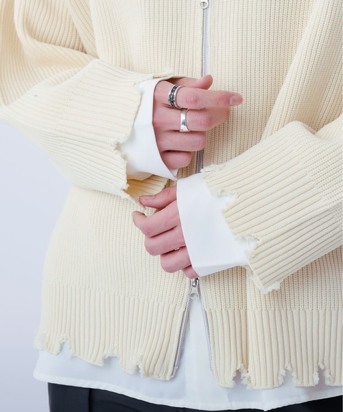 Ellno Loset(エルノロゼット)の「スポンディッシュダブルジップダメージカーディガン(カーディガン/ボレロ・メンズ・ブラック/アイボリー/ブルー/グリーン・MEDIUM/LARGE)」の13枚目の写真