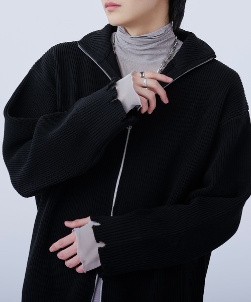 Ellno Loset(エルノロゼット)の「スポンディッシュダブルジップダメージカーディガン(カーディガン/ボレロ・メンズ・ブラック/アイボリー/ブルー/グリーン・MEDIUM/LARGE)」の14枚目の写真
