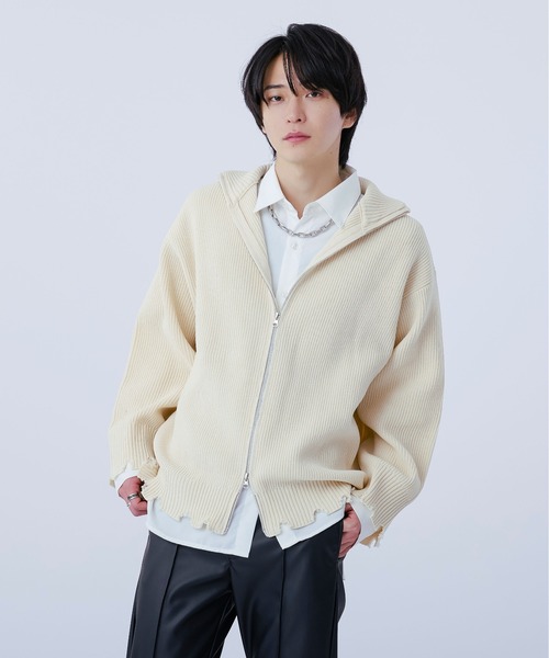 Ellno Loset(エルノロゼット)の「スポンディッシュダブルジップダメージカーディガン(カーディガン/ボレロ・メンズ・ブラック/アイボリー/ブルー/グリーン・MEDIUM/LARGE)」の21枚目の写真