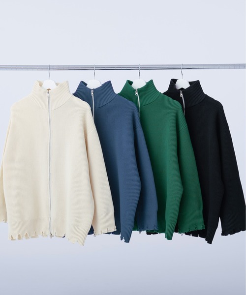 Ellno Loset(エルノロゼット)の「スポンディッシュダブルジップダメージカーディガン(カーディガン/ボレロ・メンズ・ブラック/アイボリー/ブルー/グリーン・MEDIUM/LARGE)」の18枚目の写真
