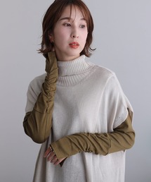 Vネック指空きTシャツ 長袖