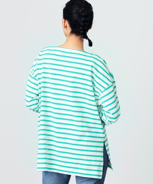 SOMETHING(サムシング)の「SOMETHING バスクシャツ/長袖ボーダーカットソー(Tシャツ/カットソー・レディース・グリーン/オレンジ/ブルー/ピンク/ブラック・FREE)」の10枚目の写真