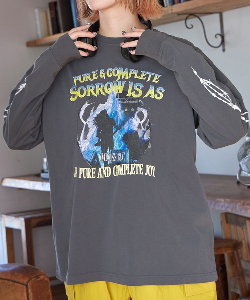 PBLIM（ページボーイリム）の「PAGEBOYLIM/ヘビーメタルロンT（Tシャツ/カットソー・レディース・オフホワイト/ネイビー/チャコールグレー・MEDIUM/LARGE）」の4枚目の写真