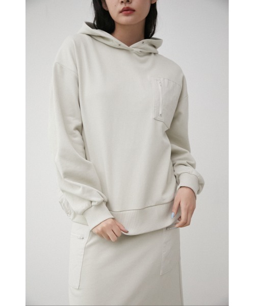 AZUL by moussy(アズールバイマウジー)の「QUILTED DETAIL HOODIE/キルティングディテールフーディ(パーカー・レディース・アイボリー/ライトカーキ/ブラック・MEDIUM/SMALL)」の2枚目の写真