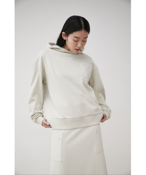AZUL by moussy(アズールバイマウジー)の「QUILTED DETAIL HOODIE/キルティングディテールフーディ(パーカー・レディース・アイボリー/ライトカーキ/ブラック・MEDIUM/SMALL)」の6枚目の写真