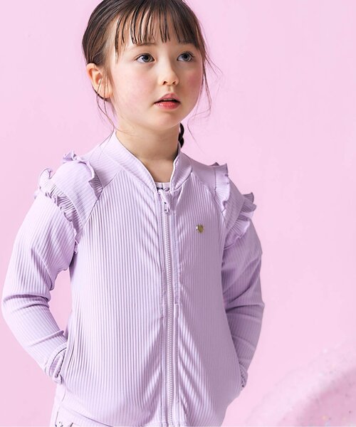 apres les cours（アプレレクール）の「肩フリルラッシュガード_UVカット（ラッシュガード・キッズ・イエロー/ラベンダー・110/140/120/130/90/80/100）」の5枚目の写真