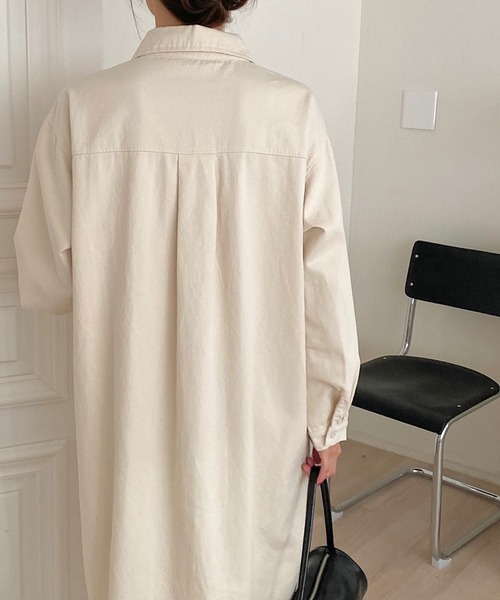 fd style（エフディ スタイル）の「ロング ソフト デニムシャツ ワンピース（シャツワンピース・レディース・Beige/Kelly/PINK/Cream・FREE）」の17枚目の写真
