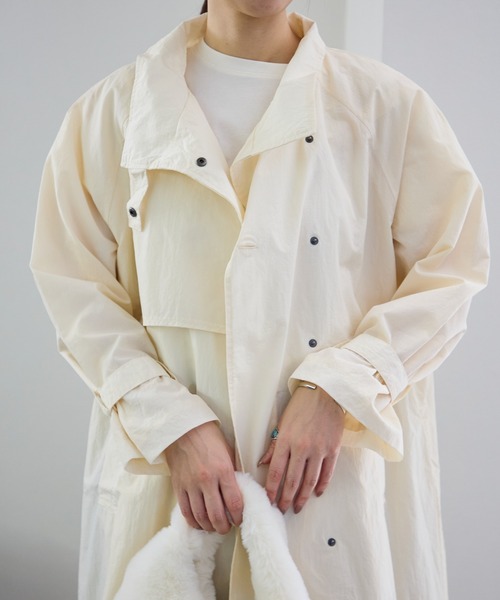 TRIANGLE PALETTE(トライアングルパレット)の「スタンドカラーワッシャーロングコート(その他アウター・レディース・カーキ/アイボリー/ネイビー/グレイッシュベージュ・FREE)」の12枚目の写真