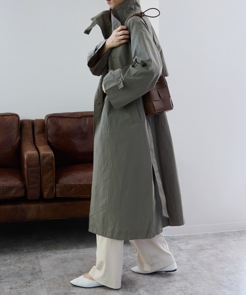 TRIANGLE PALETTE(トライアングルパレット)の「スタンドカラーワッシャーロングコート(その他アウター・レディース・カーキ/アイボリー/ネイビー/グレイッシュベージュ・FREE)」の15枚目の写真