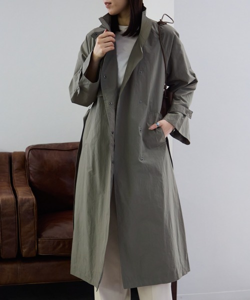 TRIANGLE PALETTE(トライアングルパレット)の「スタンドカラーワッシャーロングコート(その他アウター・レディース・カーキ/アイボリー/ネイビー/グレイッシュベージュ・FREE)」の18枚目の写真
