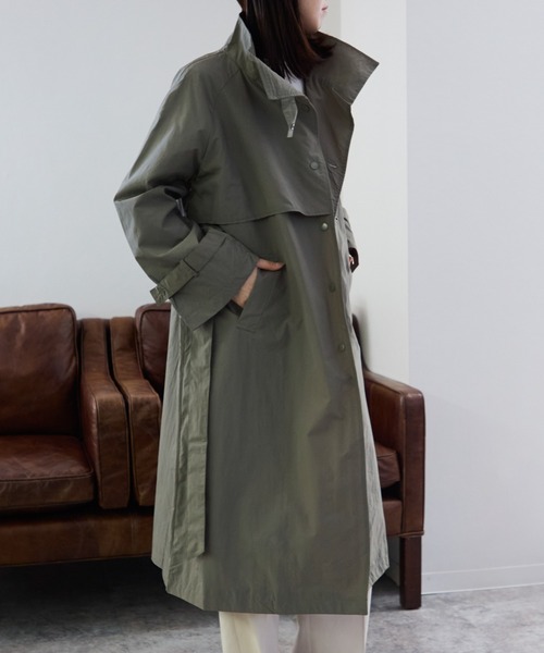 TRIANGLE PALETTE(トライアングルパレット)の「スタンドカラーワッシャーロングコート(その他アウター・レディース・カーキ/アイボリー/ネイビー/グレイッシュベージュ・FREE)」の20枚目の写真