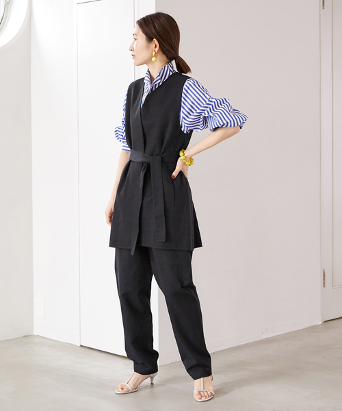 VERMEIL par iena（ヴェルメイユパーイエナ）の「キュプラコットンリネンフレアジレ（ベスト・レディース・ブラック/ベージュ・FREE）」の3枚目の写真