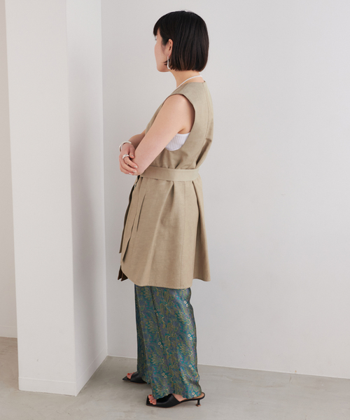 24年 極上美品 IENA イエナ ペプラム ジレ リネン混 定価2.4 セール】キュプラコットンリネンフレアジレ（ベスト）｜VERMEIL