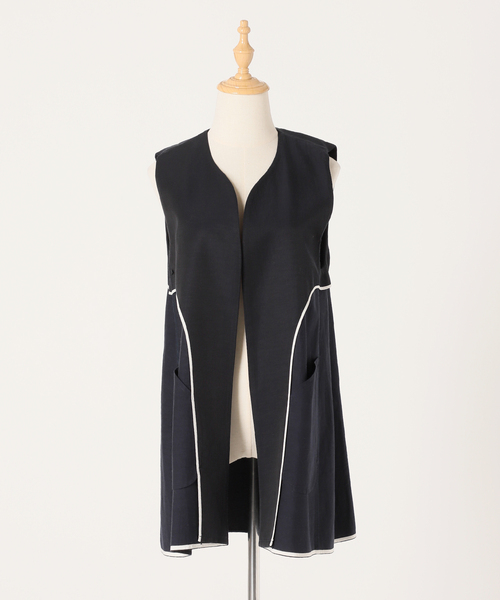 VERMEIL par iena（ヴェルメイユパーイエナ）の「キュプラコットンリネンフレアジレ（ベスト・レディース・ブラック/ベージュ・FREE）」の22枚目の写真