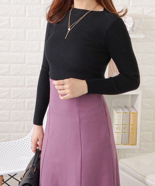 Lace Ladies(レースレディース)の「ボートネックリブニットプルオーバー(Tシャツ/カットソー・レディース・アイボリー/ブラック/グレー/ホワイト/ブラウン・FREE)」の20枚目の写真