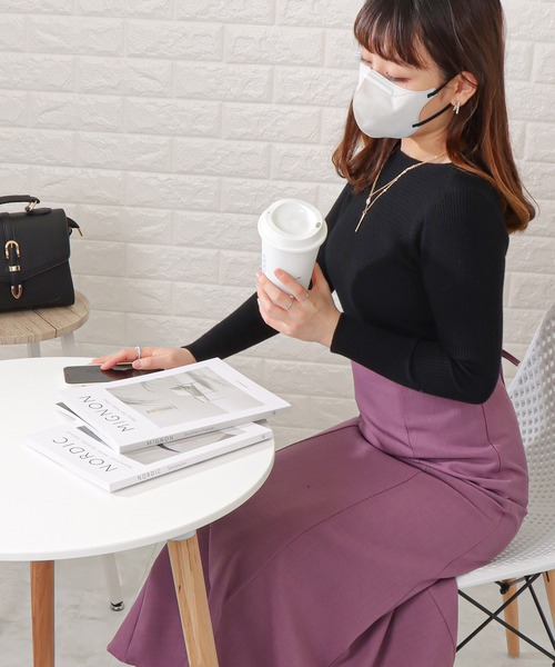 Lace Ladies(レースレディース)の「ボートネックリブニットプルオーバー(Tシャツ/カットソー・レディース・アイボリー/ブラック/グレー/ホワイト/ブラウン・FREE)」の11枚目の写真