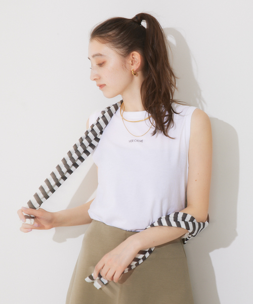 Rouge vif Anna（ルージュヴィフアンナ）の「ヴィンテージライクロゴノースリーブ（Tシャツ/カットソー・レディース・ホワイト/チャコールグレー・フリー）」の15枚目の写真