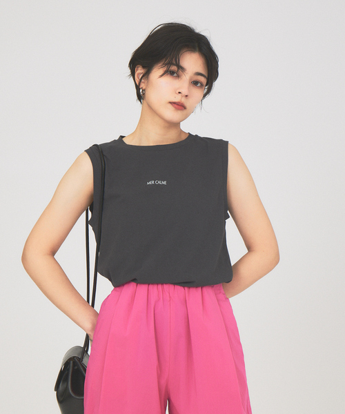 Rouge vif Anna（ルージュヴィフアンナ）の「ヴィンテージライクロゴノースリーブ（Tシャツ/カットソー・レディース・ホワイト/チャコールグレー・フリー）」の19枚目の写真