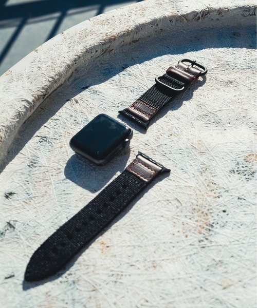 zandy(ズィーアンドワイ)の「zandy/ズィー・アンド・ワイ Apple Watch【レザー&ナイロンバンド】 アップルウォッチバンド キャンバス ナイロンベルト //// leather9(デジタル腕時計・メンズ・ホワイト/ブラウン/カーキ/ブラック・S/M)」の9枚目の写真