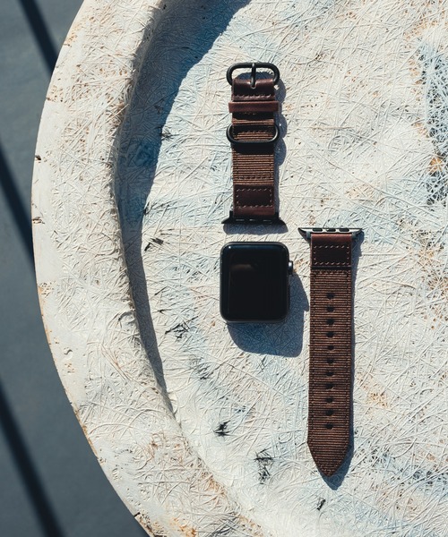 zandy(ズィーアンドワイ)の「zandy/ズィー・アンド・ワイ Apple Watch【レザー&ナイロンバンド】 アップルウォッチバンド キャンバス ナイロンベルト //// leather9(デジタル腕時計・メンズ・ホワイト/ブラウン/カーキ/ブラック・S/M)」の13枚目の写真