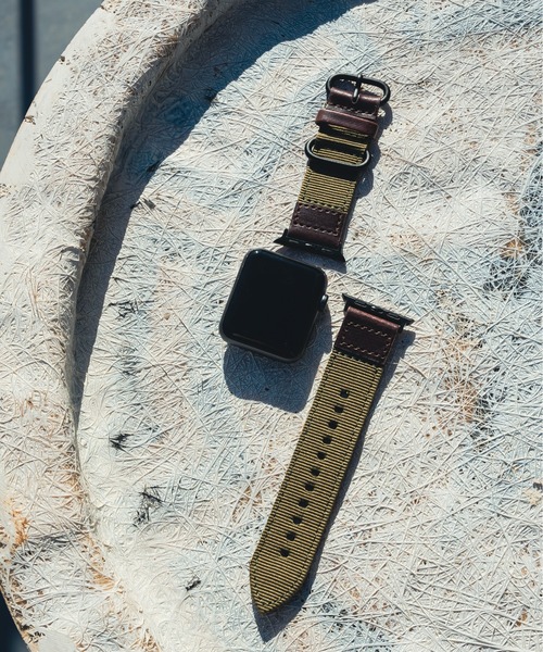 zandy(ズィーアンドワイ)の「zandy/ズィー・アンド・ワイ Apple Watch【レザー&ナイロンバンド】 アップルウォッチバンド キャンバス ナイロンベルト //// leather9(デジタル腕時計・メンズ・ホワイト/ブラウン/カーキ/ブラック・S/M)」の11枚目の写真