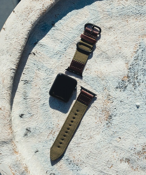 zandy(ズィーアンドワイ)の「zandy/ズィー・アンド・ワイ Apple Watch【レザー&ナイロンバンド】 アップルウォッチバンド キャンバス ナイロンベルト //// leather9(デジタル腕時計・メンズ・ホワイト/ブラウン/カーキ/ブラック・S/M)」の15枚目の写真