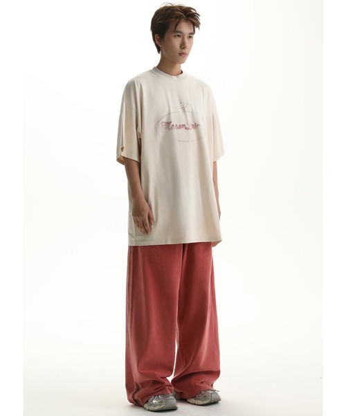 MASONPRINCE(メイソンプリンス)の「オーバーサイズ ヴィンテージ加工 グラデーション ロゴプリントTシャツ DT4098【MASONPRINCE】(Tシャツ/カットソー・メンズ・レッド/ホワイト・S/L/XL/M)」の4枚目の写真