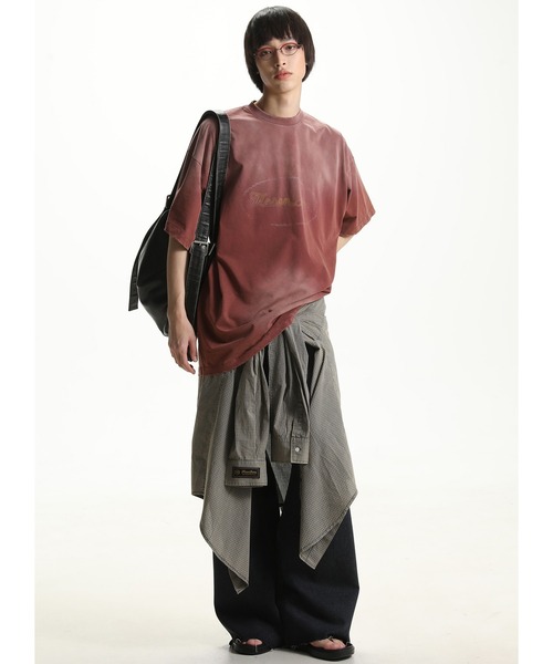 MASONPRINCE(メイソンプリンス)の「オーバーサイズ ヴィンテージ加工 グラデーション ロゴプリントTシャツ DT4098【MASONPRINCE】(Tシャツ/カットソー・メンズ・レッド/ホワイト・S/L/XL/M)」の8枚目の写真
