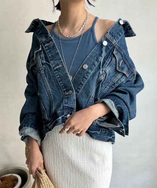 DouDou（ドゥドゥ）の「【WEB限定】カップ付アメスリ（タンクトップ・レディース・ブルー/オフホワイト/グレイッシュベージュ/ブラック・FREE）」の13枚目の写真