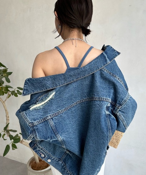 DouDou（ドゥドゥ）の「【WEB限定】カップ付アメスリ（タンクトップ・レディース・ブルー/オフホワイト/グレイッシュベージュ/ブラック・FREE）」の10枚目の写真