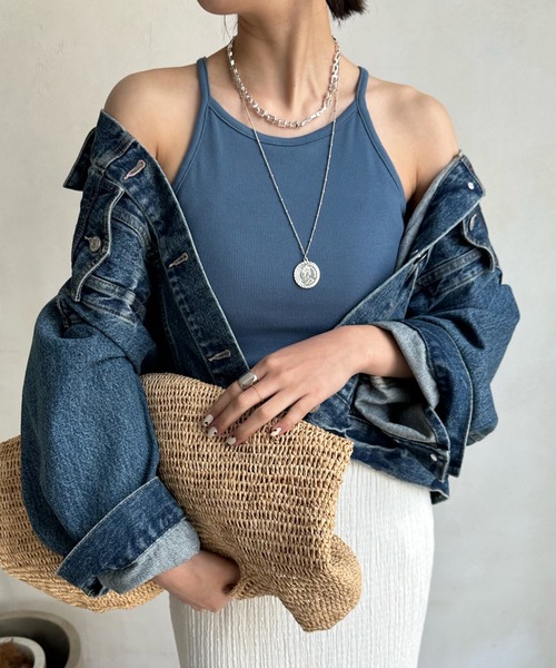 DouDou（ドゥドゥ）の「【WEB限定】カップ付アメスリ（タンクトップ・レディース・ブルー/オフホワイト/グレイッシュベージュ/ブラック・FREE）」の7枚目の写真