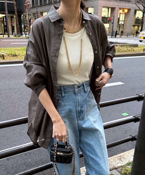 DouDou（ドゥドゥ）の「【WEB限定】カップ付アメスリ（タンクトップ・レディース・ブルー/オフホワイト/グレイッシュベージュ/ブラック・FREE）」の5枚目の写真