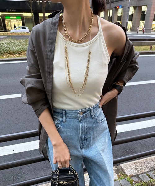 DouDou（ドゥドゥ）の「【WEB限定】カップ付アメスリ（タンクトップ・レディース・ブルー/オフホワイト/グレイッシュベージュ/ブラック・FREE）」の18枚目の写真