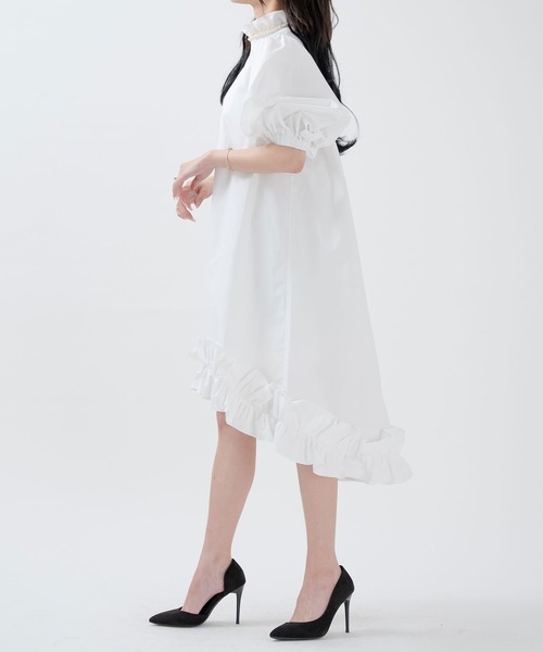 qumerry.（キュメリ）の「タイプライターバルーンワンピース（ワンピース・レディース・ホワイト/ブラック・FREE）」の5枚目の写真