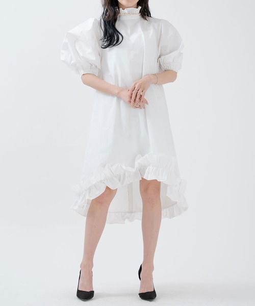 qumerry.（キュメリ）の「タイプライターバルーンワンピース（ワンピース・レディース・ホワイト/ブラック・FREE）」の3枚目の写真